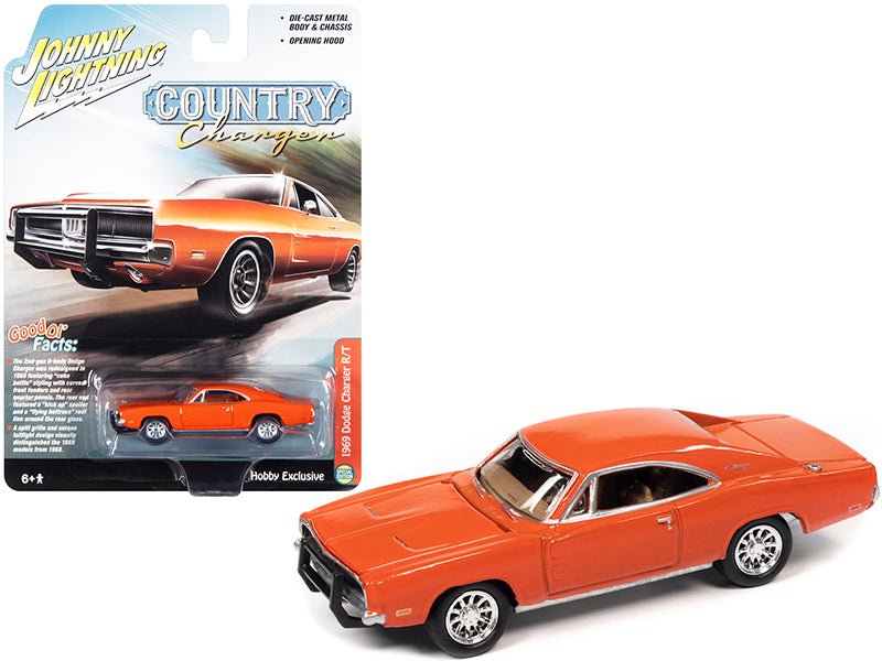 1969 Dodge Charger R/T Orange "Country Charger" 1/64 Diecast Model Car by Johnny Lightning  free shipping USA