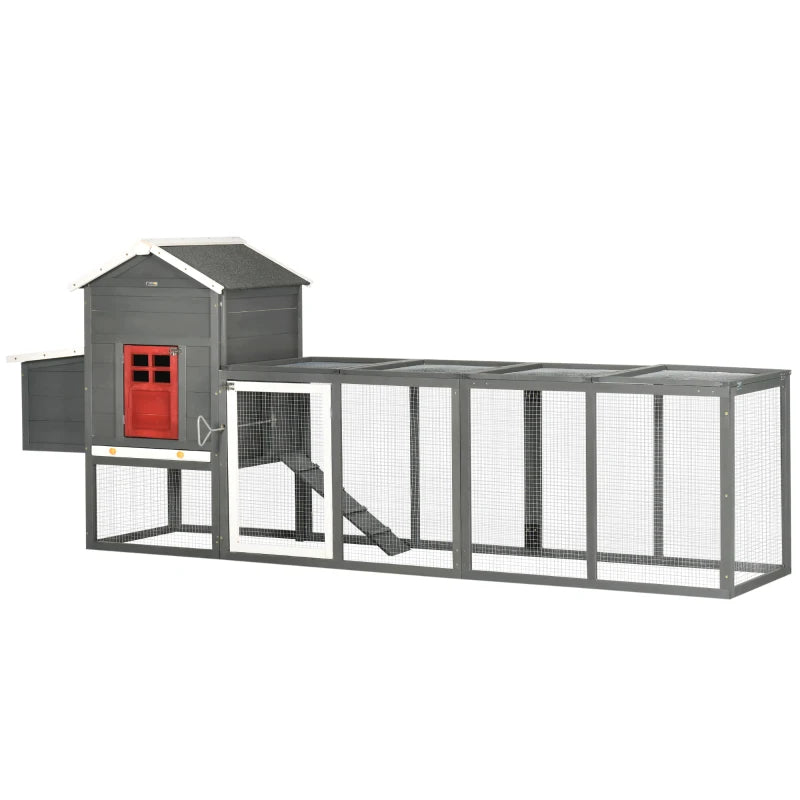 Extra Large Chicken Coop With Asphalt Roof, Wooden Hen Run With Slide-Out Tray And Nesting Box, Chicken Hutch For 3-6 Ch