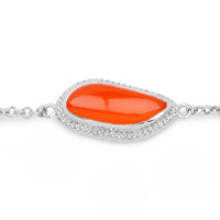 5.50 Carat Genuine Carnelian And White Topaz .925 Sterling Silver Bracelet