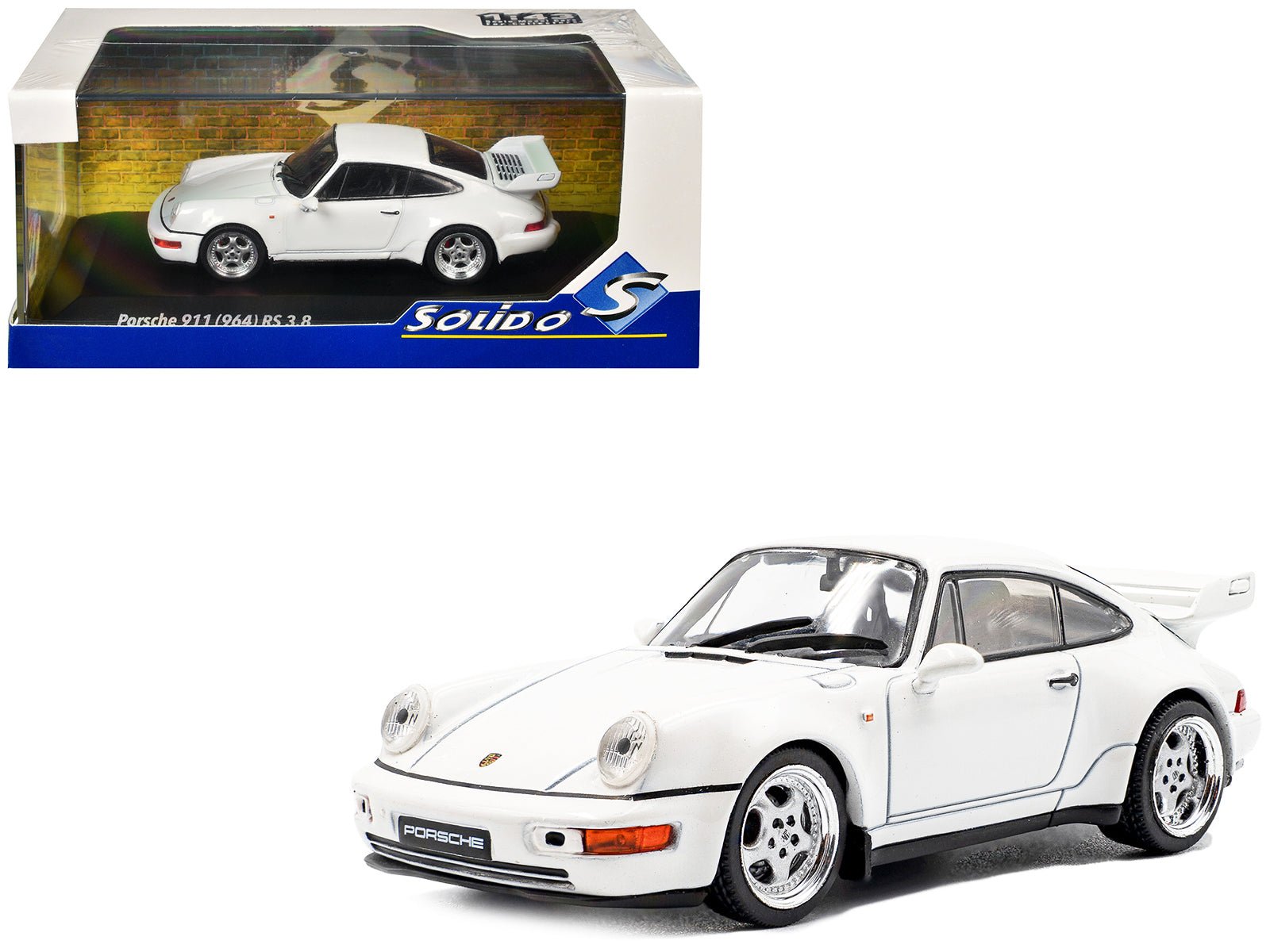 1994 Porsche 911 (964) RS 3.8 Grand Prix White 1/43 Diecast Model Car by Solido  free shipping USA