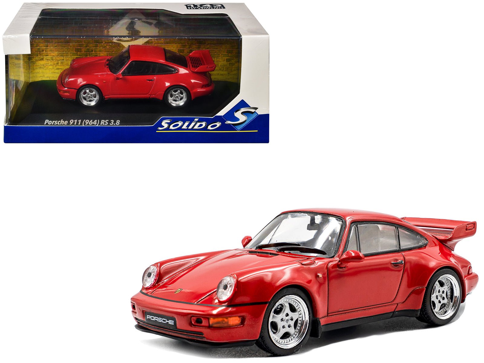 1994 Porsche 911 (964) RS 3.8 Guards Red 1/43 Diecast Model Car by Solido  free shipping USA