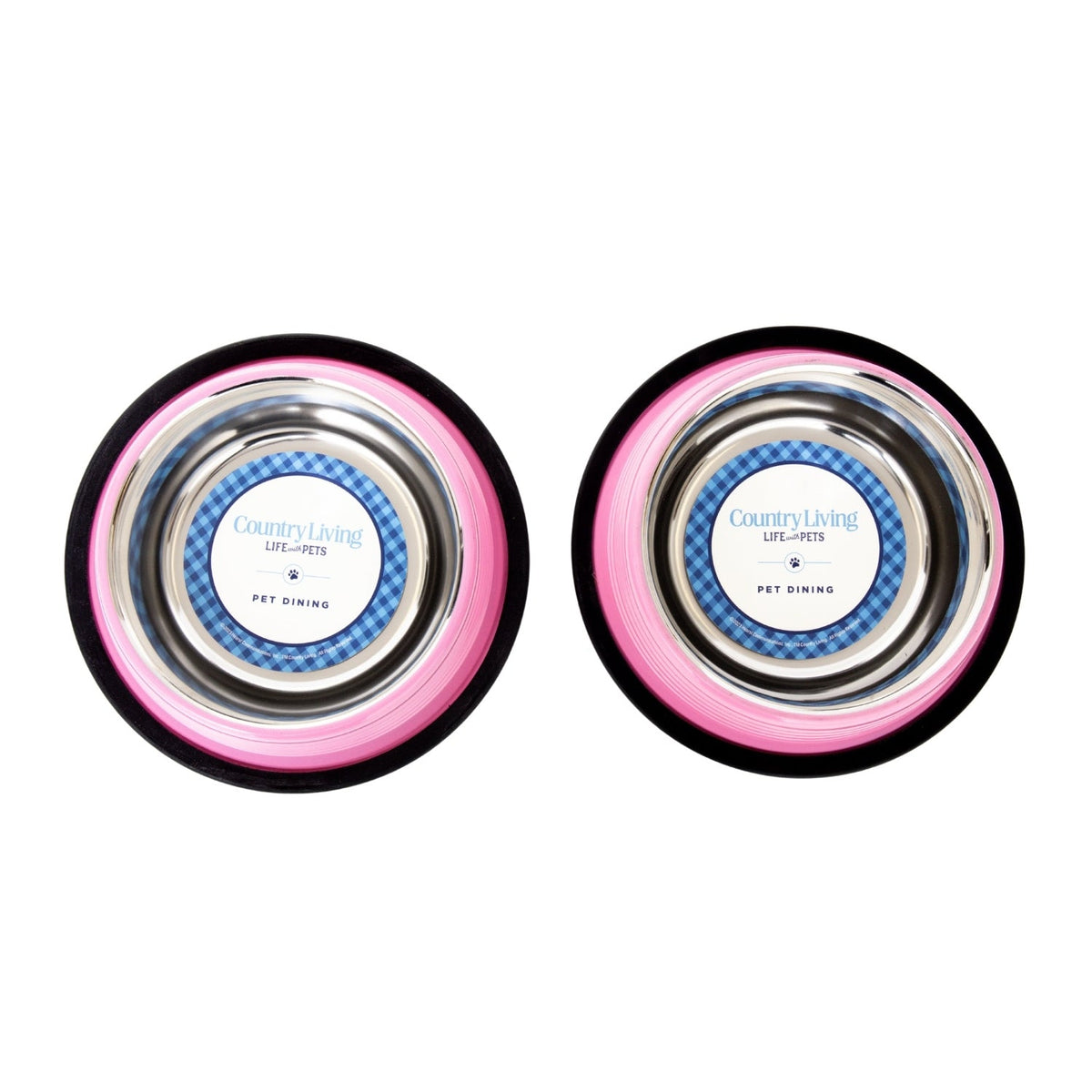 Country Living Set of 2 Ribbed Non-Slip Pet Bowls – Carnation Pink - BIG FRENCHIES