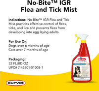 Durvet No-Bite IGR Flea and Tick Mist for Dogs and Cats 32 oz.