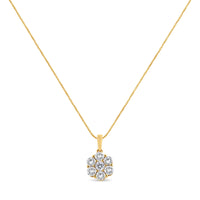 14K Yellow Gold 2.00 Cttw Brilliant Round-Cut Diamond 7 Stone Flower Cluster 18" Pendant Necklace (H-I Color, SI2-I1 Clarity)