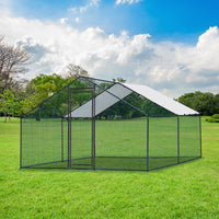 13 x 10 ft Large Metal Chicken Coop, Walk-in Poultry Cage Chicken Hen Run House with Waterproof Cover, Rabbits Cats Dogs