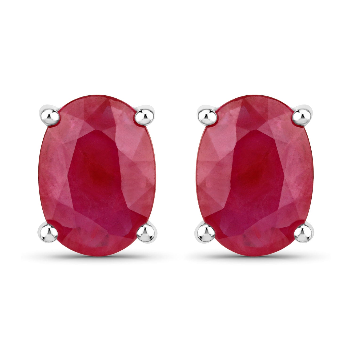 1.70 Carat Genuine Ruby 14K White Gold Earrings