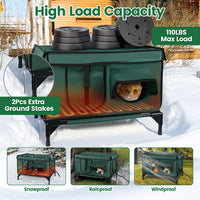 Waterproof Heated Cat House Outdoor Weatherproof Insulated Kitty Shelter Feral Cat Heating Bed with Heating Pad Anti-Che