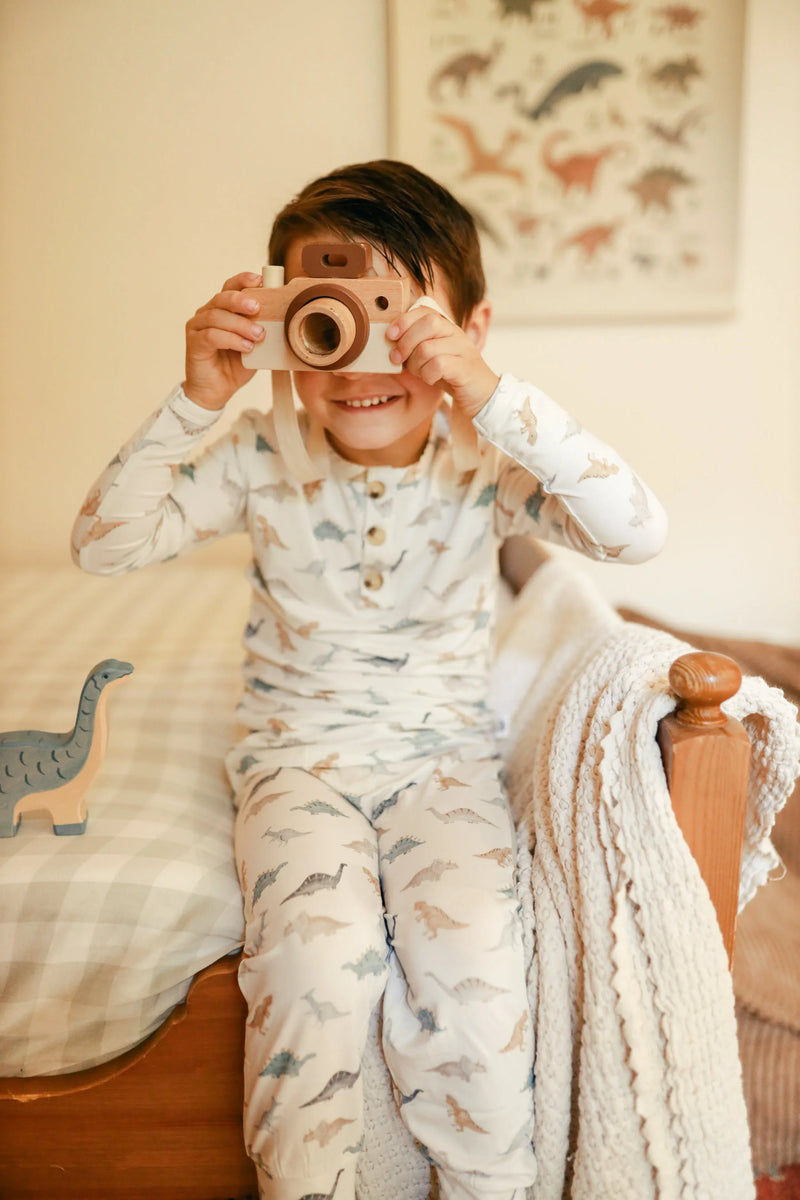 Snugglesaurus 2pc Henley Bamboo Pajamas - Sizes Newborn & Up! - BIG FRENCHIES