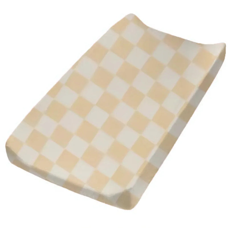 Butter Yellow Checkered Changing Pad Cover - BIG FRENCHIES