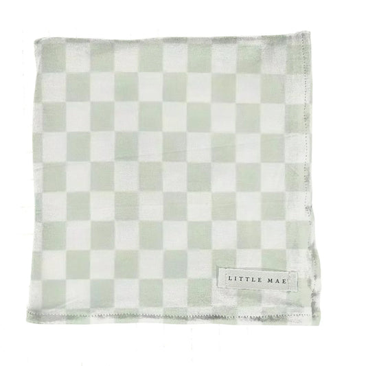 Leaf Green & White Checkered Stretch Swaddle - BIG FRENCHIES