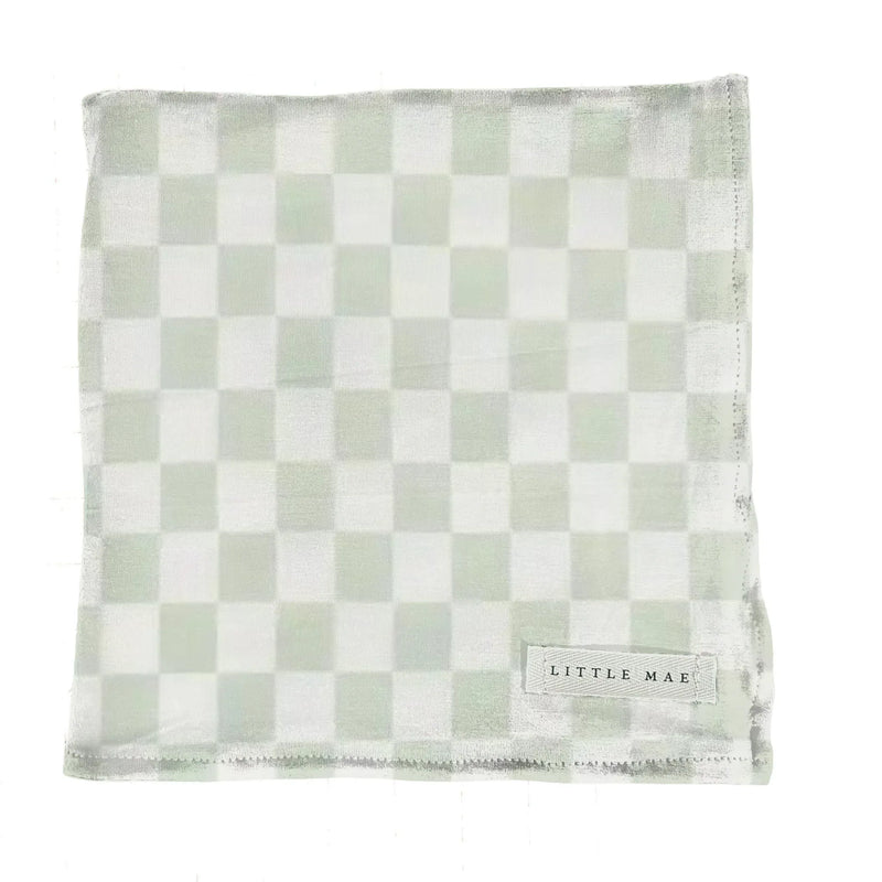 Leaf Green & White Checkered Stretch Swaddle - BIG FRENCHIES