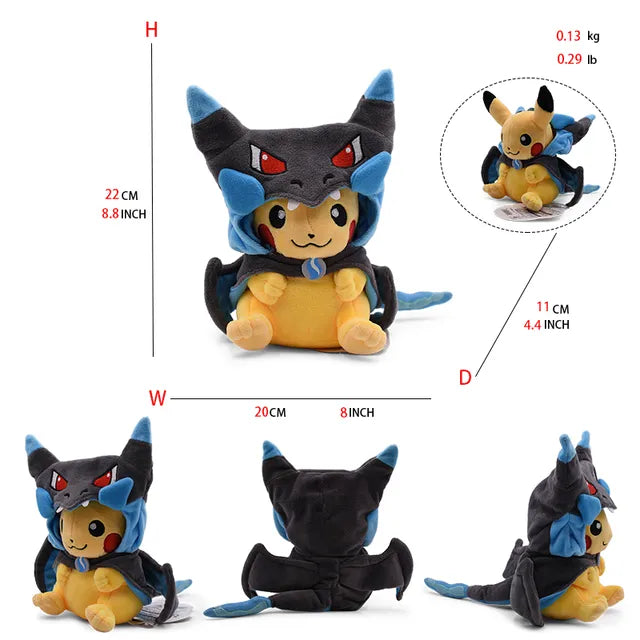 24 Pcs Pokemon Pikachu Cosplay Toys Charizard Snorlax Garchomp Tyranitar Hydreigon Anime Stuffed Plush Cartoon Peluche Dolls - # BOT&G512610001