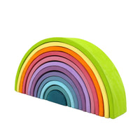12-Piece Large Wooden Rainbow Stacking Blocks – Pastel / Macaron Colors - BIG FRENCHIES