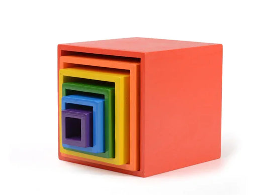 6-Piece Primary Color Rainbow Wooden Nesting Box Set - BIG FRENCHIES