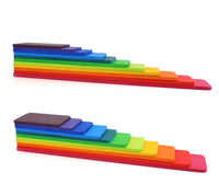 11 Pcs Wooden Rainbow Rectangular Building Boards in Primary Colors - BIG FRENCHIES