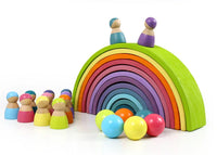 12-Piece Large Wooden Rainbow Stacking Blocks – Pastel / Macaron Colors - BIG FRENCHIES