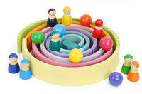 12-Piece Large Wooden Rainbow Stacking Blocks – Pastel / Macaron Colors - BIG FRENCHIES