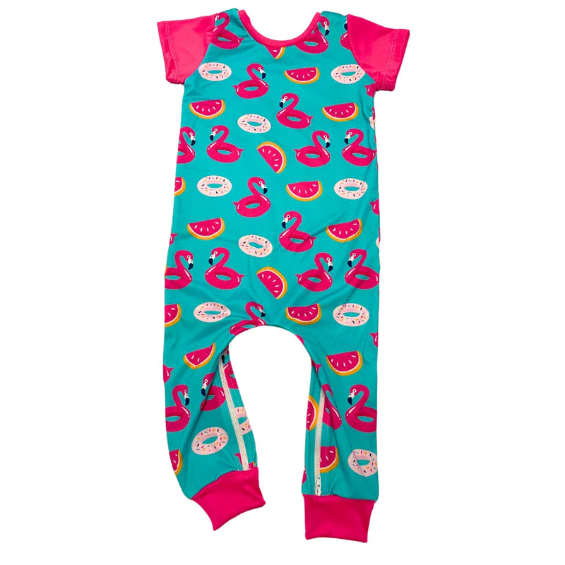 Flamingo Floaties Zip Romper - BIG FRENCHIES