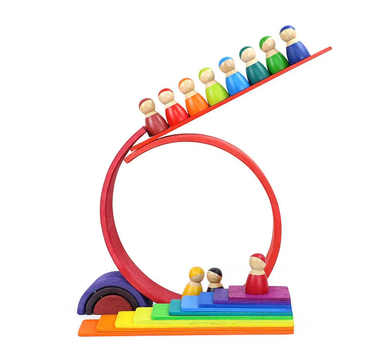 11 Pcs Wooden Rainbow Rectangular Building Boards in Primary Colors - BIG FRENCHIES