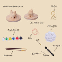 Hand-Carved Cat Painting Kit – Paint Two Cats, Create a Keychain - BIG FRENCHIES