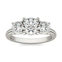3 CTW AGI Certified Lab Grown Diamond (G-VS) Three Stone Engagement Ring in of 14K Gold
