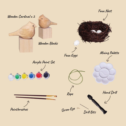 Hand-Carved Cardinal Bird DIY Painting Kit – Nature-Inspired Decor & Gifts - BIG FRENCHIES
