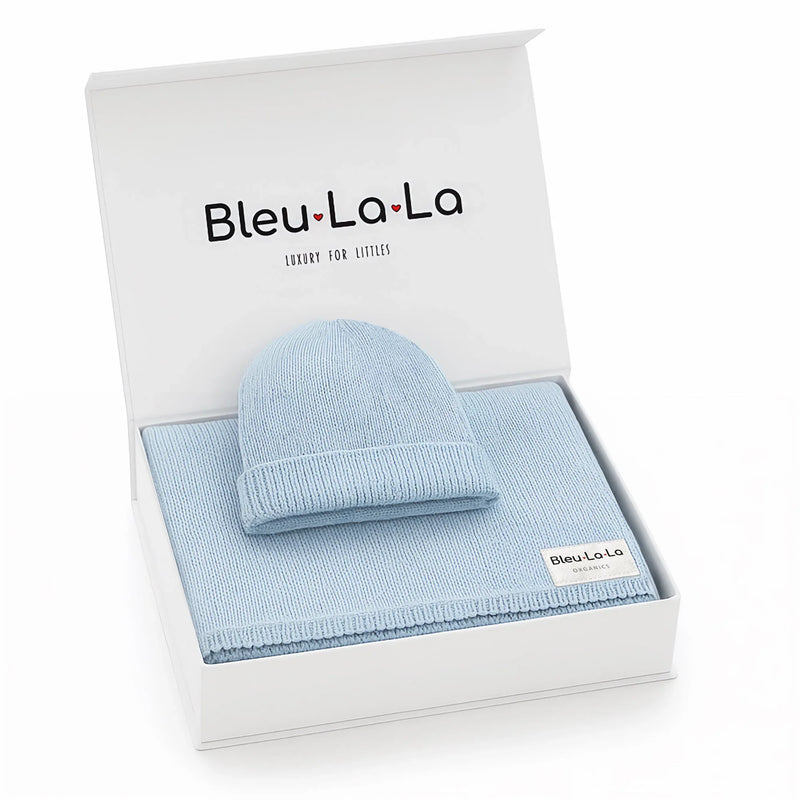 Luxe Collection 100% Organic Cotton Luxury Knit Baby Blanket + Hat Set with Gift Box - BIG FRENCHIES