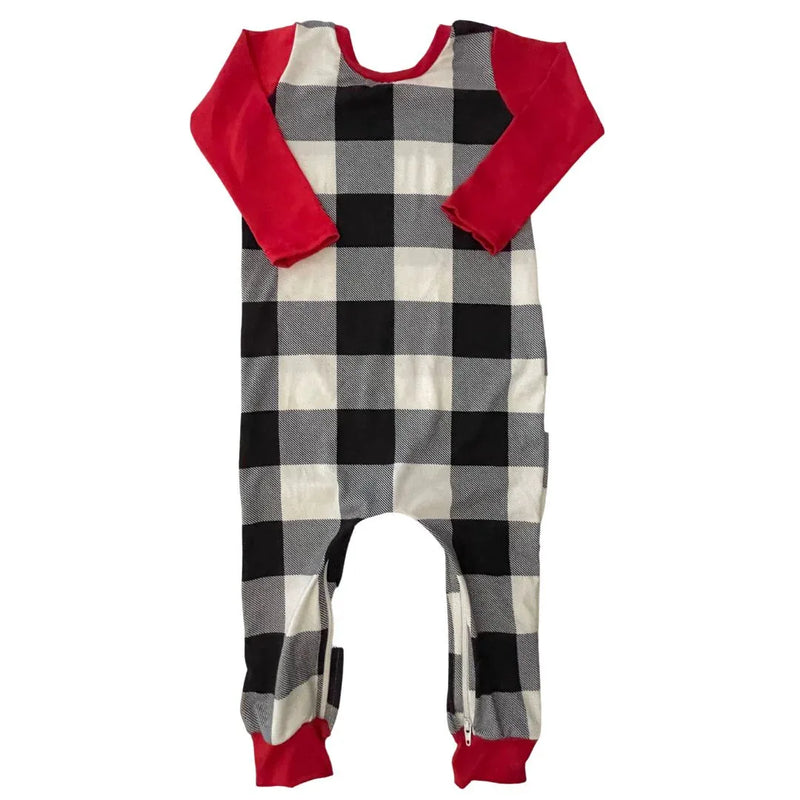 B/W Buffalo Plaid Zip Romper - BIG FRENCHIES