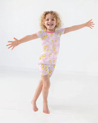 Softball Cherry Mom And Girl Matching Bamboo Two Piece Short Sleeve Shorts Pajama Set