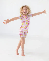 Softball Cherry Mom And Girl Matching Bamboo Two Piece Short Sleeve Shorts Pajama Set