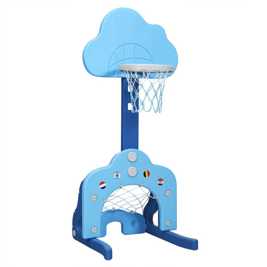 3-in-1 Kids Basketball Hoop Set with Balls-Blue - BIG FRENCHIES