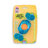 Blue Candy-Inspired Squeaky Tennis Ball Dog Chew Toy – TPR, Durable & Promotes Dental Health - BIG FRENCHIES