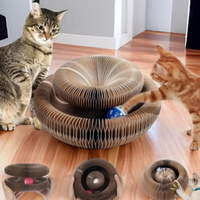 Magic Cat Scratch Toy with Ball – Round Corrugated Claw Board Toy - BIG FRENCHIES