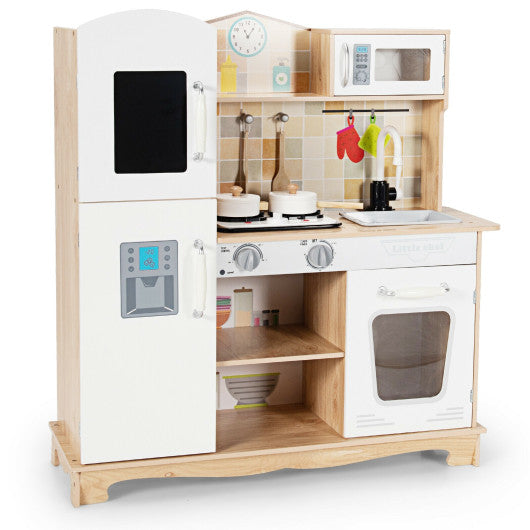 Wooden Kids Pretend Kitchen Playset Cooking Play Toy with Utensils and Sound - BIG FRENCHIES
