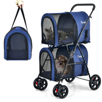 4-in-1 Double Pet Stroller with Detachable Carrier and Travel Carriage - BIG FRENCHIES