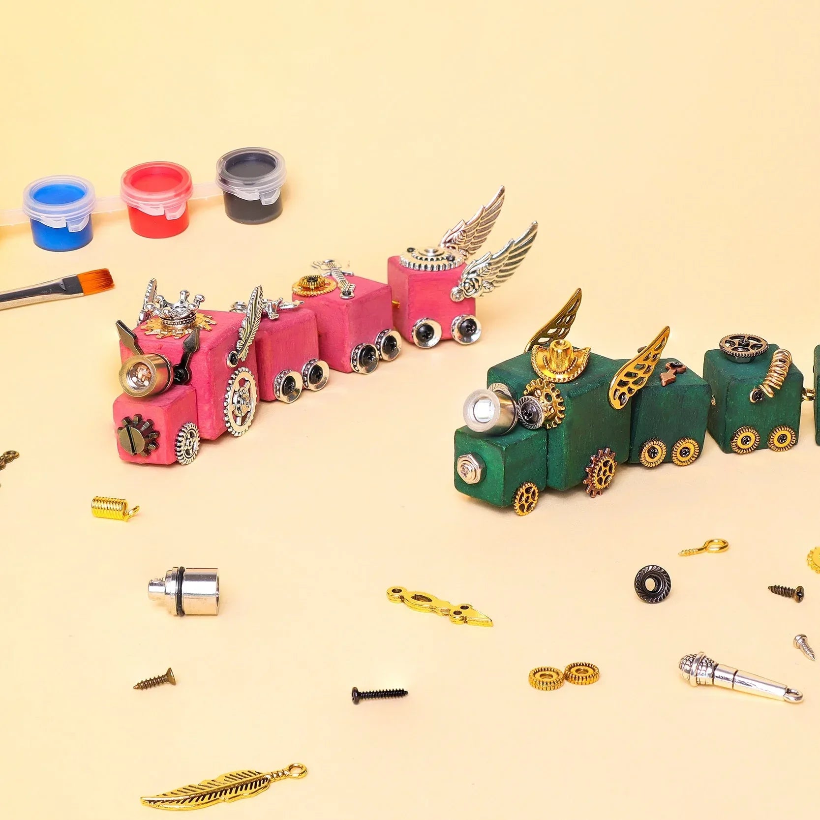 DIY Timber Train Kit – Build a Wooden Train with LED Light, Fun Accessories, Home and Office Décor - BIG FRENCHIES