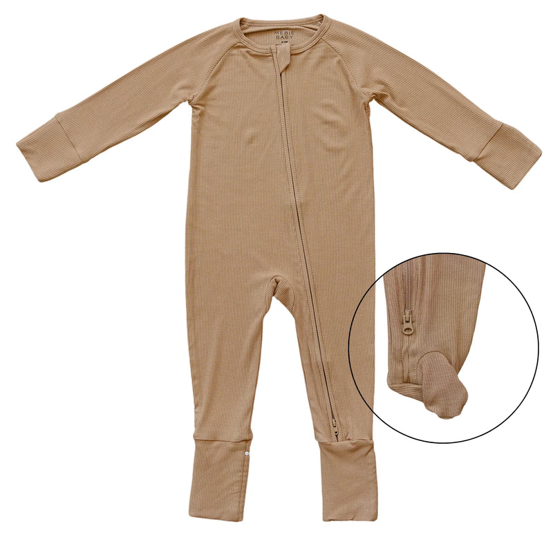 Latte Ribbed Bamboo Zipper - BIG FRENCHIES