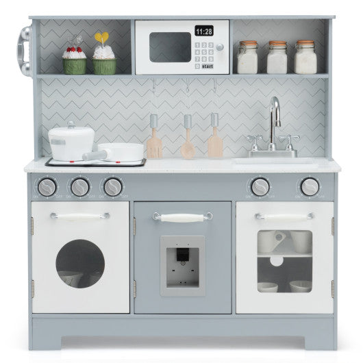 Pretend Play Kitchen Wooden Toy Set for Kids with Realistic Light and Sound - BIG FRENCHIES