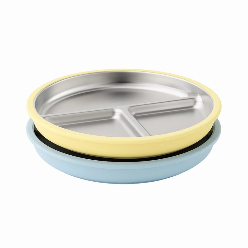 Stainless Steel Plate Set of 2 (Butter Yellow & Baby Blue) - BIG FRENCHIES