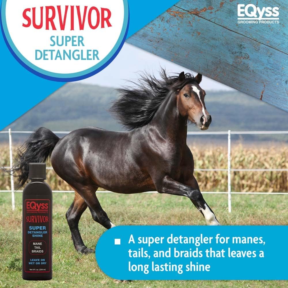 EQyss Survivor Mane & Tail Detangler 8 oz. Safe for Foals Mares Ponies & Horses