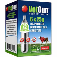 AgriLabs VetGun CO2 Cartridges 25g 6-Pack for VetGun Livestock Cartridges