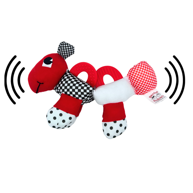 Caterpillar Teething and Sensory Toy in Black, White and Red, 9" - BIG FRENCHIES