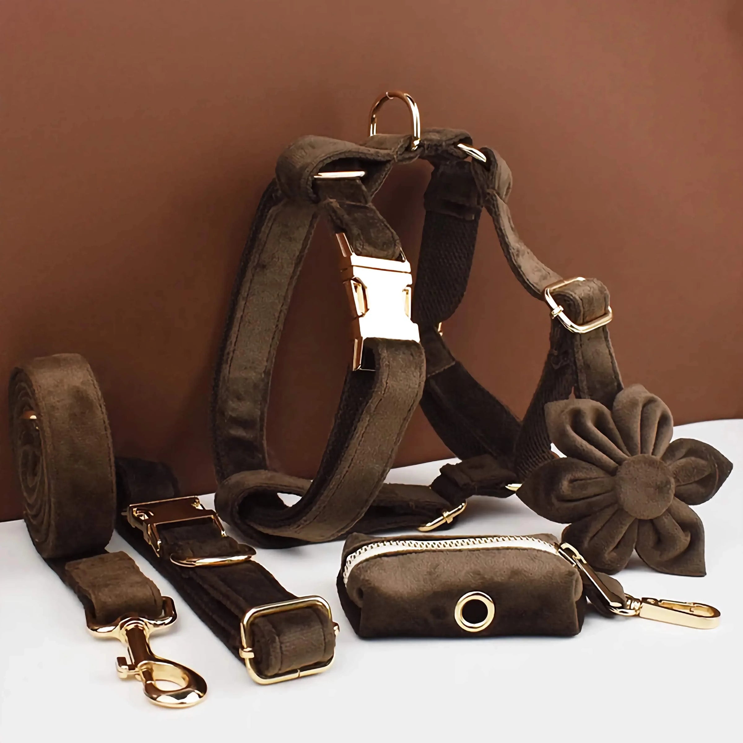 Personalized Dark Brown Velvet Classic Set