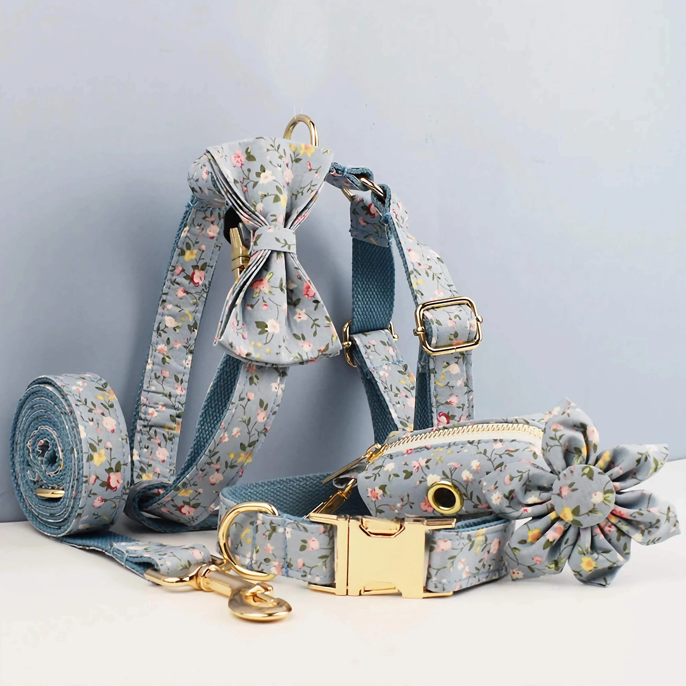 Personalized Dusty Blue Floral Classic Set
