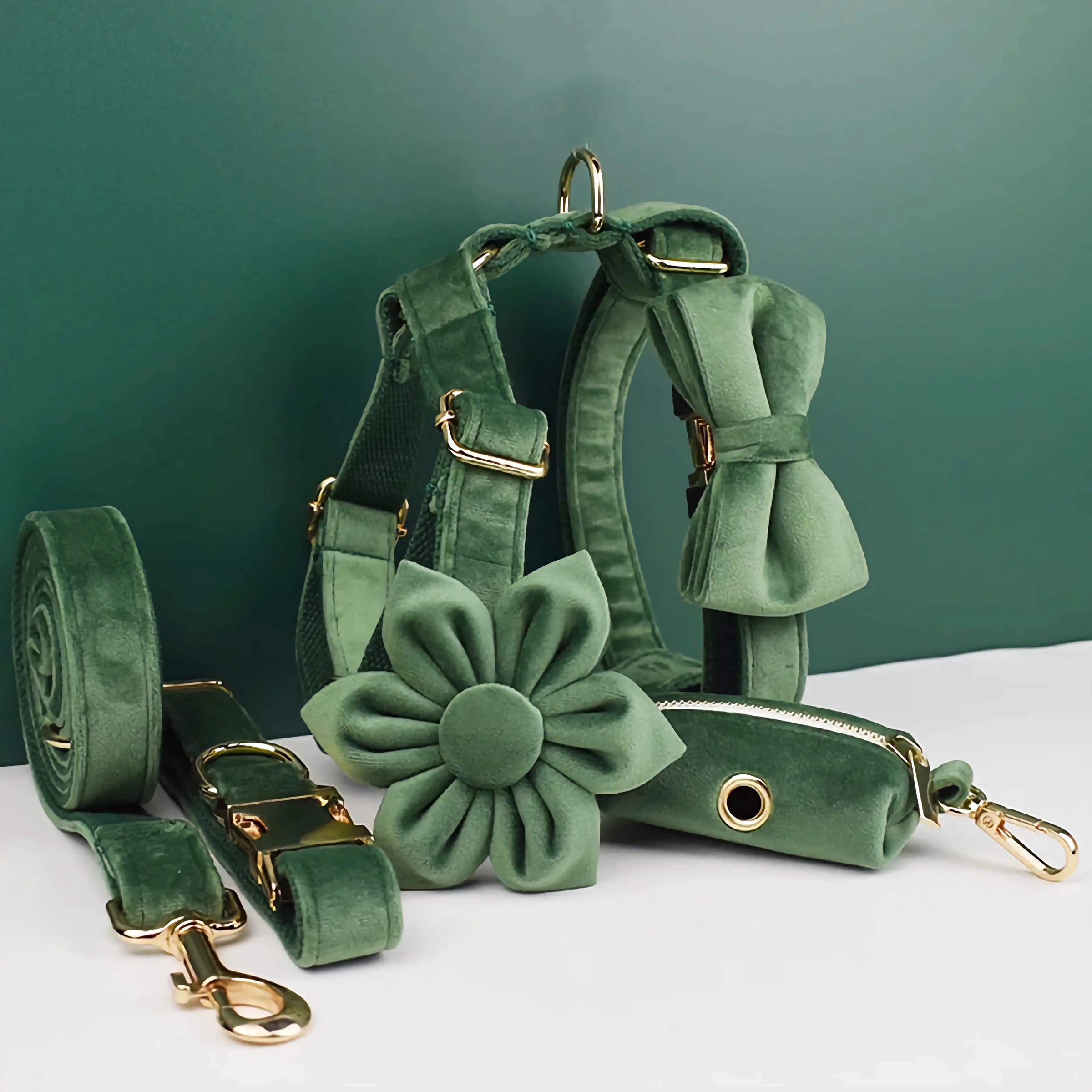 Personalized Forest Green Velvet Classic Set