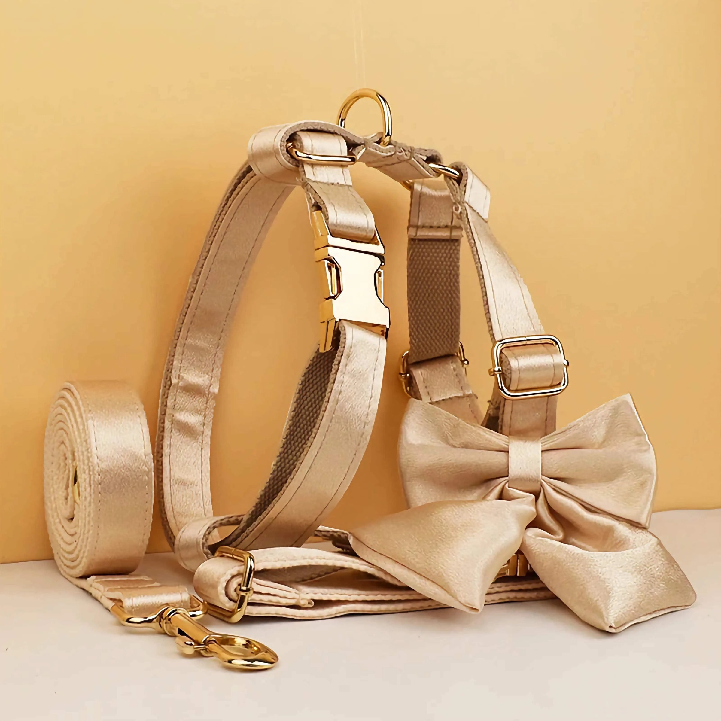 Personalized Gold Satin Wedding Classic Set