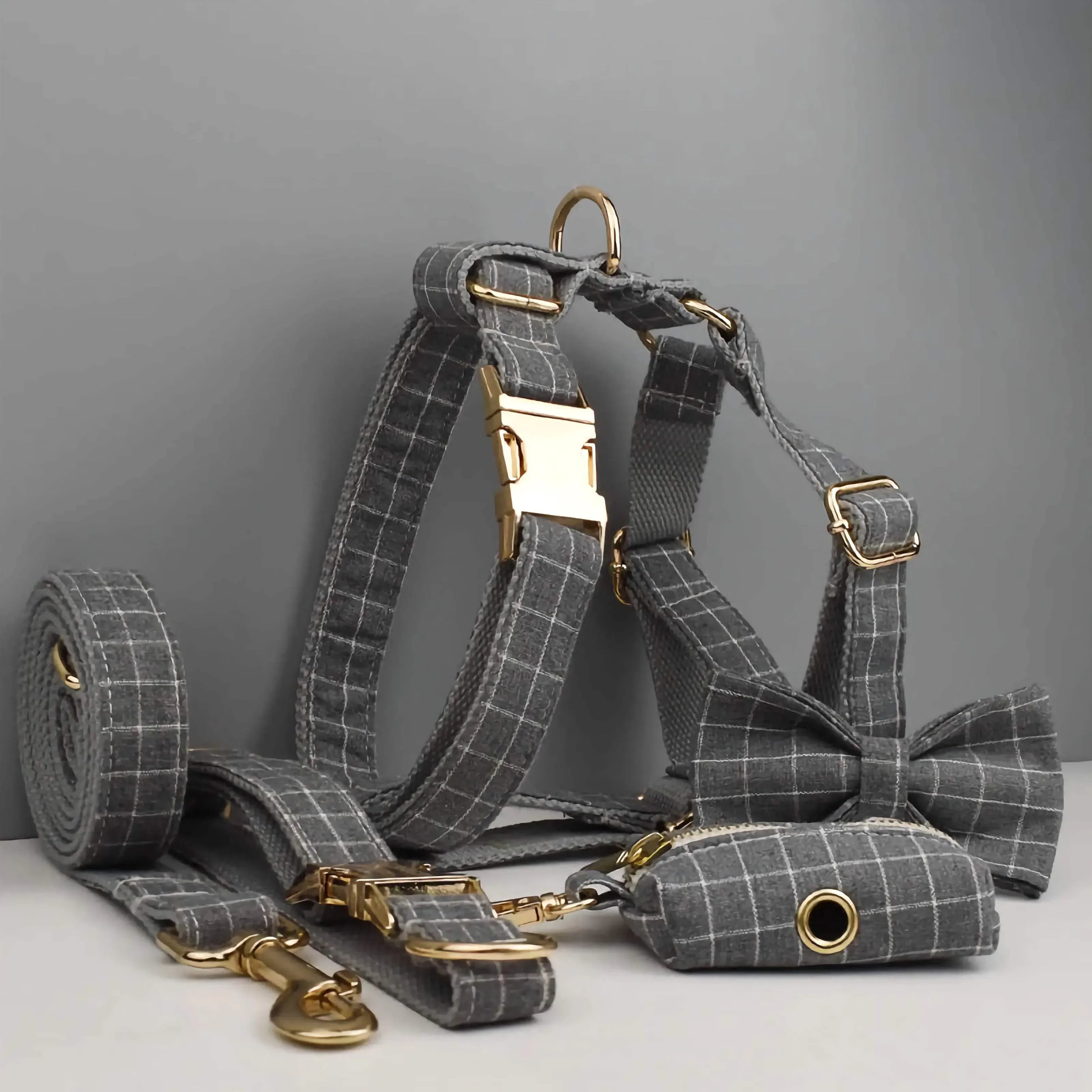 Personalized Gray Plaid Classic Set