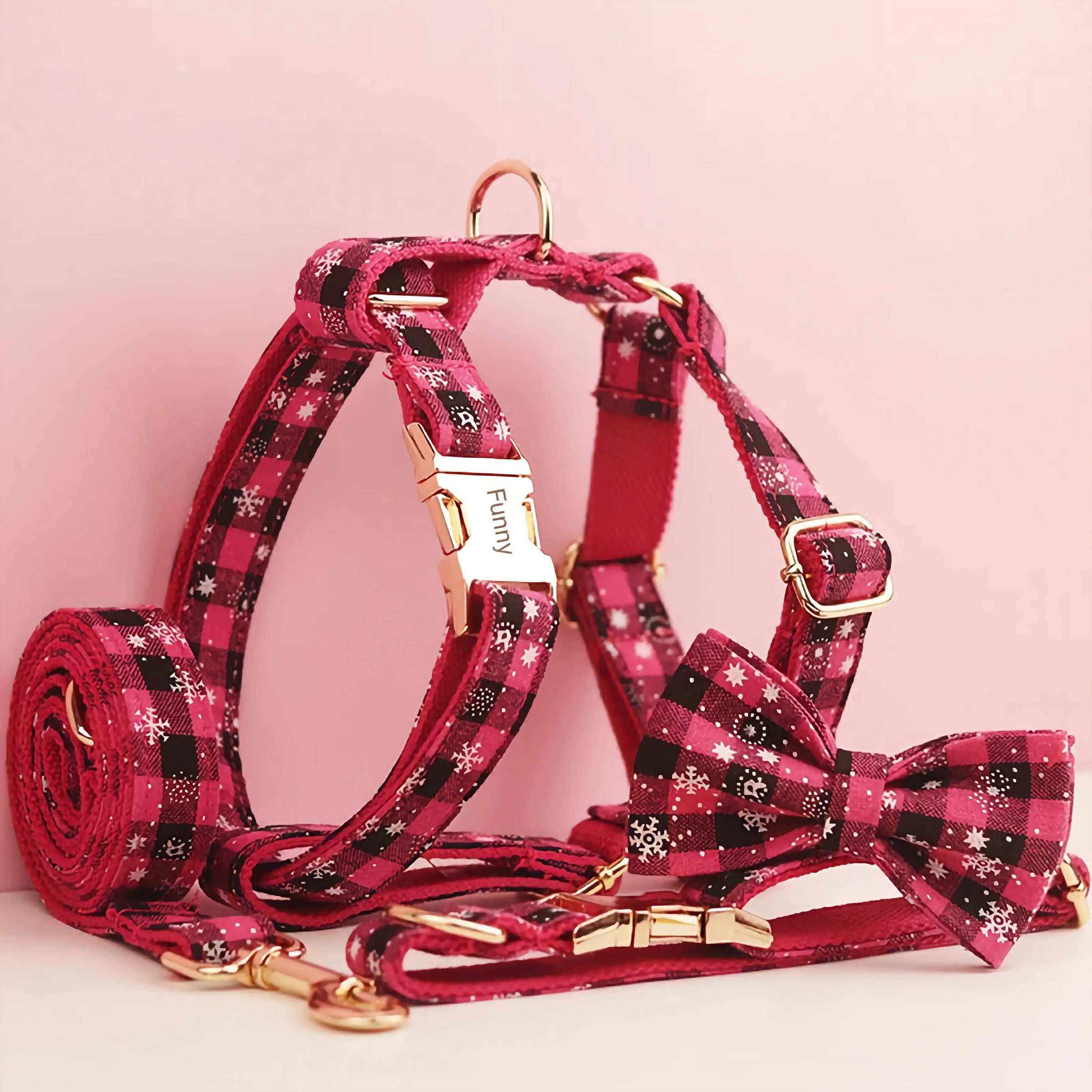 Personalized Christmas Red Star Plaid Classic Set