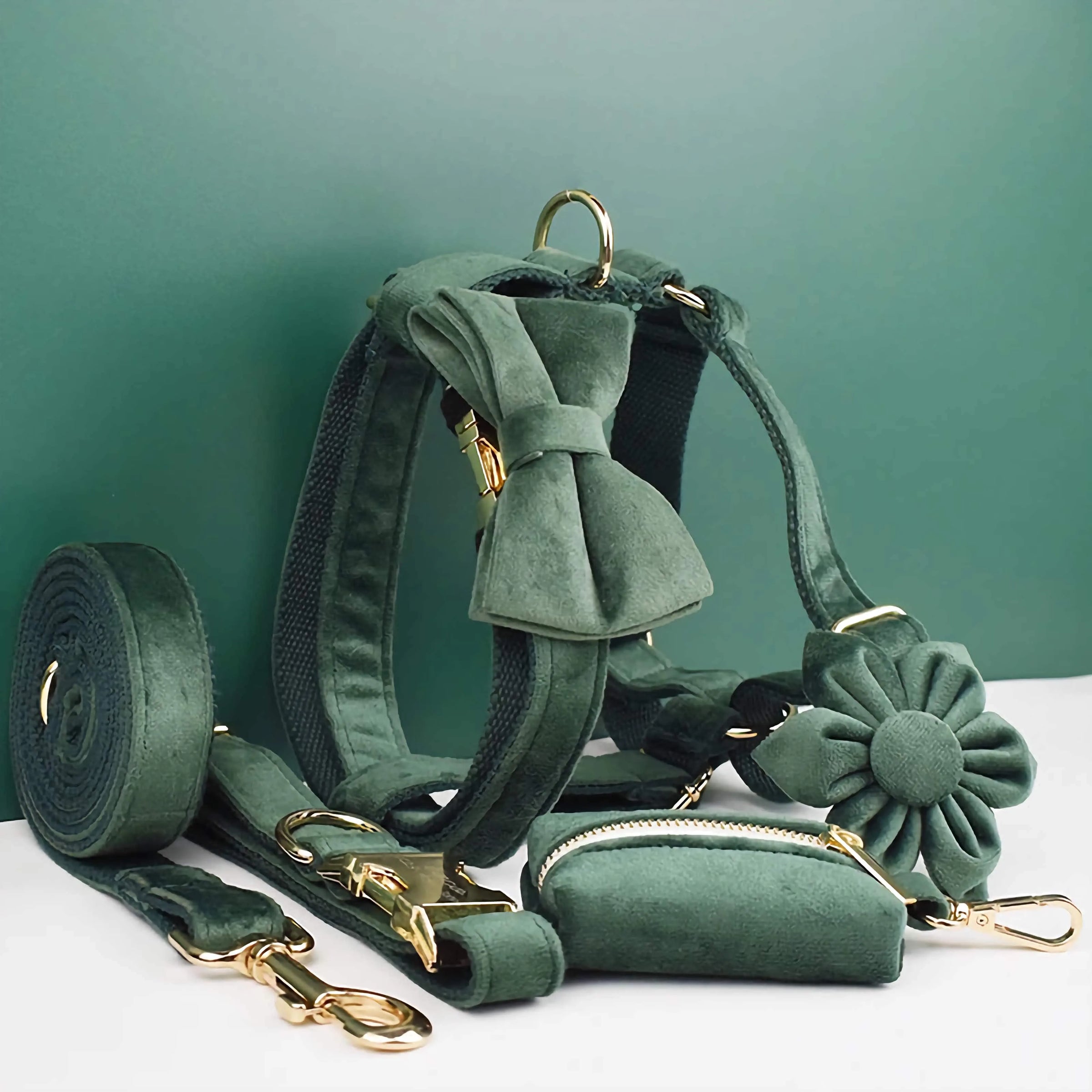 Personalized Velvet Dark Green Classic Set