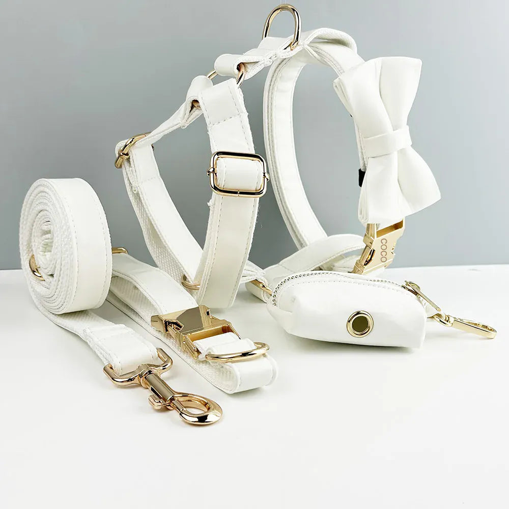 Personalized White Leather Classic Set